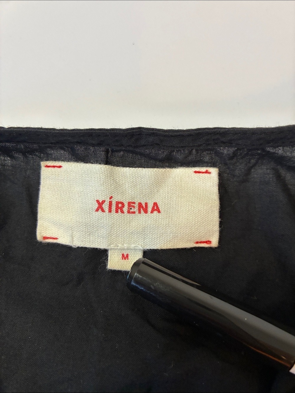 Xirena Ashlyn Dress Black Ruffle Hem V-Neck Long Sleeve Midi Maxi Side Slit M - Picture 9 of 10